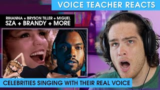 Celebrities singing with their REAL VOICE | Voice Teacher Reacts