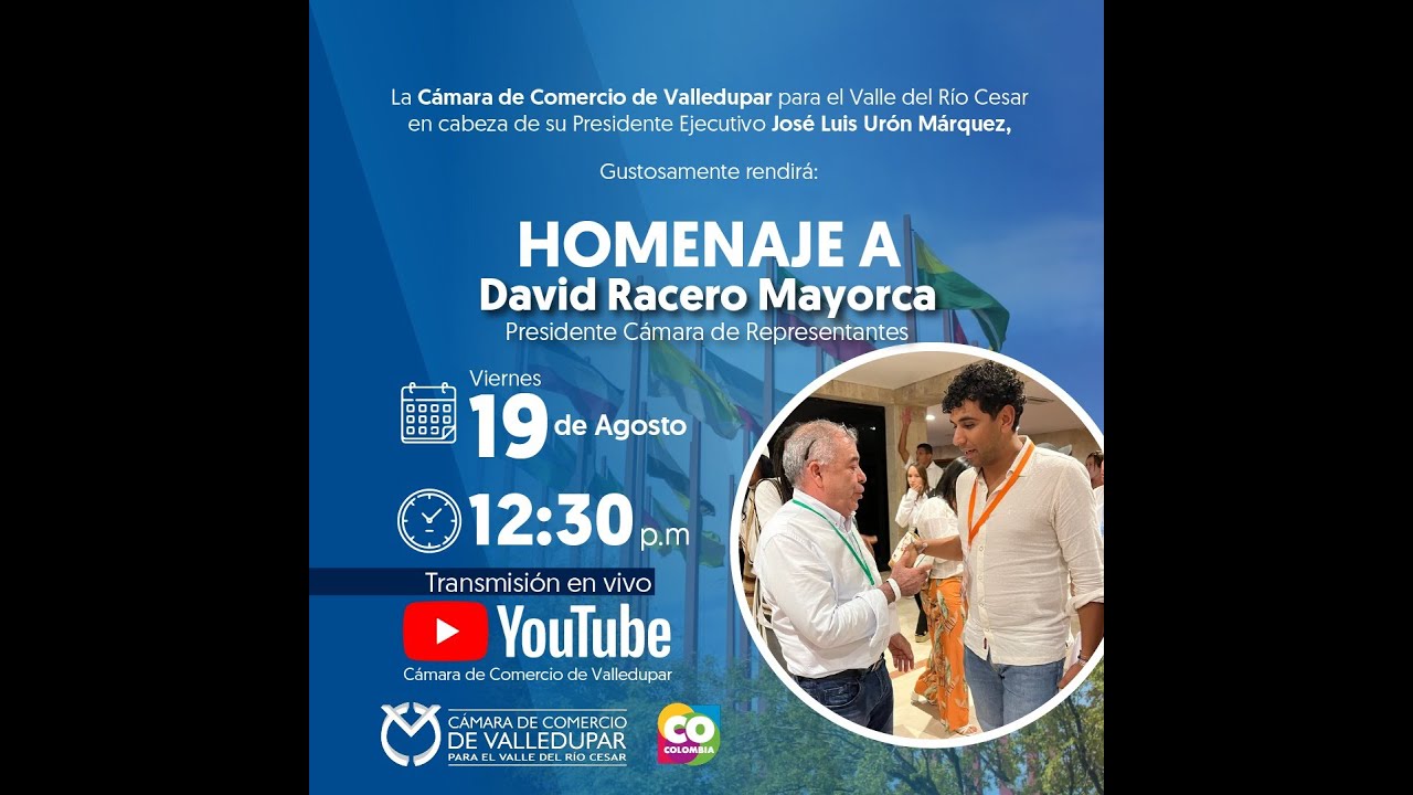 Homenaje a David Racero Mayorca - Presidente Cámara de Representantes ...