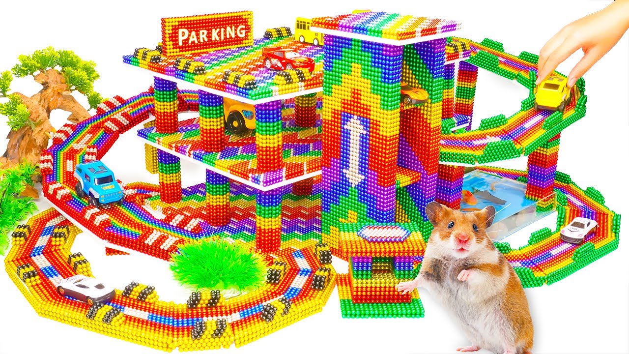 How To Make Rainbow Luxury Hamster Maze with Colorful Magnet Mouse Maze and Giant Merry-go-round