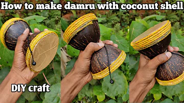 how to make damaru with coconut shell | Shiva Music Instrument | handcrafts COCO CRAB.