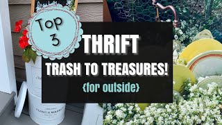 DIY THRIFT TRASH TO TREASURES! Top 3 Outdoor Trash to Treasure Projects! Budget Garden Decor