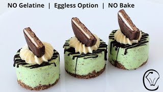 MINT Chocolate Chip Mini Cheesecakes NO Gelatine EGGLESS Option NO Bake Make Ahead Fresh Cream