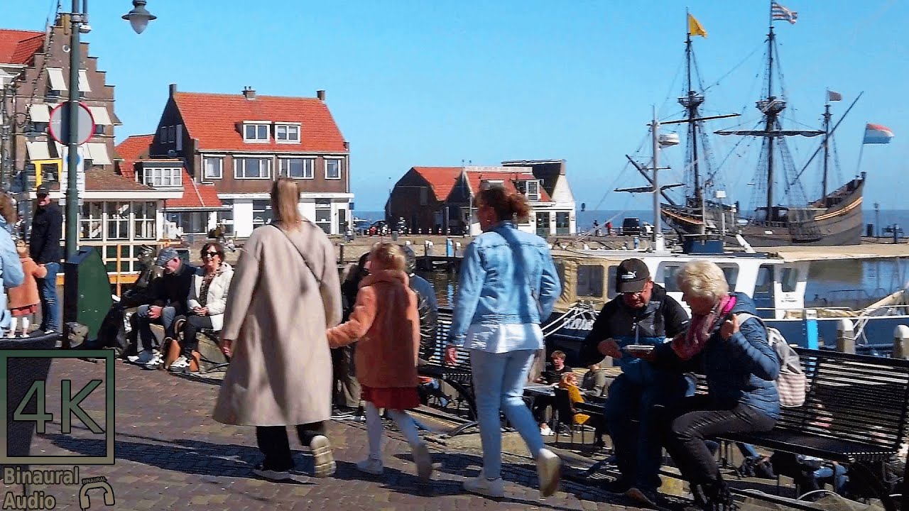 Walking in Volendam, Popular Tourist Attraction in Holland Binaural