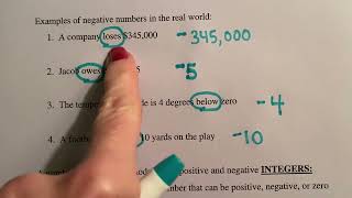 Positive and Negative Numbers on the Number Line