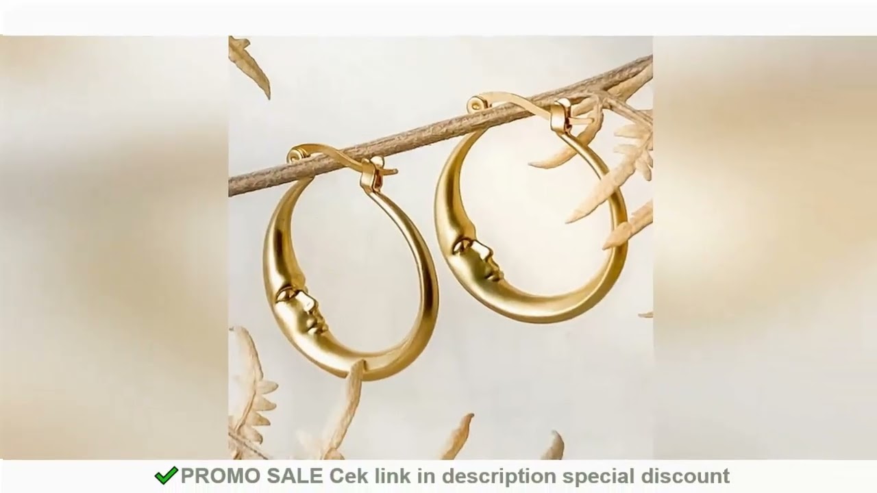 Delicate Gold Color Women Hoop Earrings Vintage Metal Carving Face Personality Earrings Jewelry