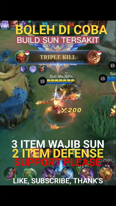 Build Sun Tersakit, 3 Item Wajib Sun, Hyper Sun, Sun Hyper, Build Sun, Emblem Sun, MLBB#shorts