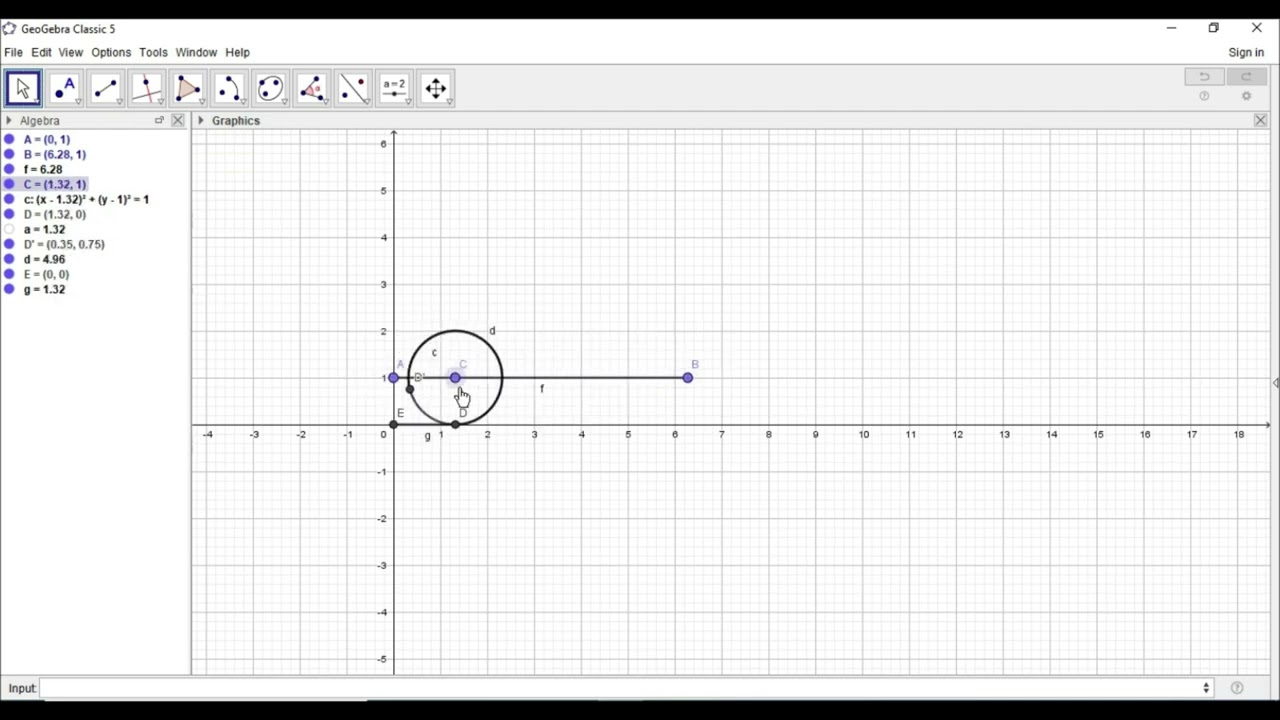 Circumference of circle in Geogebra in tamil