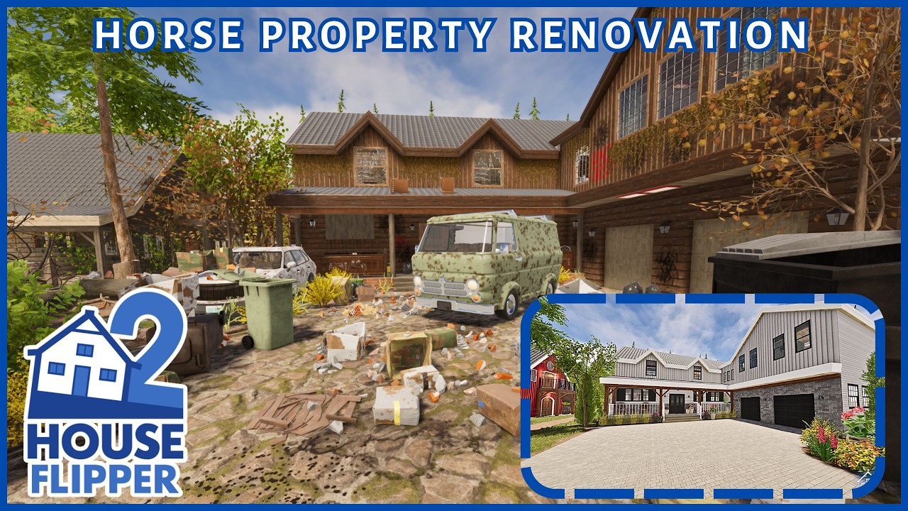 Horse Property Renovation | House Flipper 2 (custom job, community content, longplay, no commentary)
