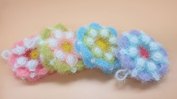 [코바늘뜨개crochet] 버블스타평면수세미뜨기   Crochet Dish Scrubby