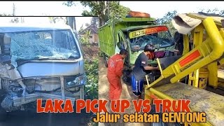 TRUK DOUBLE HINO VS PICK UP 'BARU' LAKA DIJALUR SELATAN GENTONG || JALUR EXTREEM ||