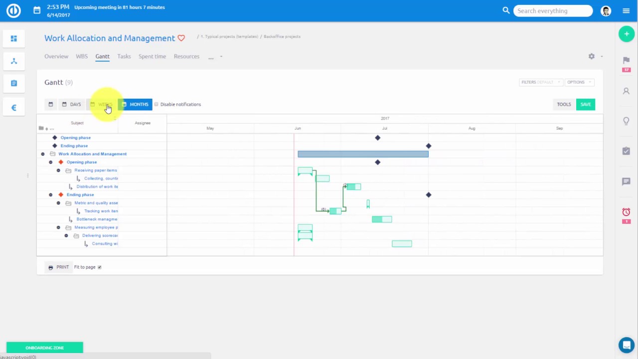 Freedcamp Gantt Chart