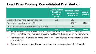 SCM Topic 6 - 6. Lead Time Pooling - Consolidated Distribution
