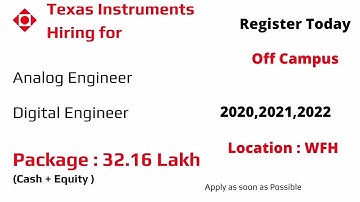 Texas hiring for Analog & Digital Engineers || 2022 || 2021 || 2020 || Off Campus Drive || Engineer