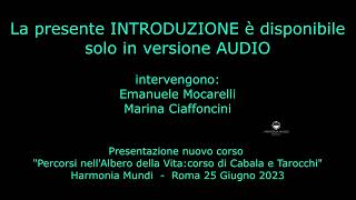 Presentazione Corso di Cabala e Tarocchi del 2023/2024  - Harmonia Mundi - Roma