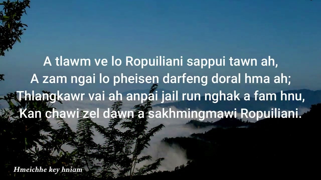 Ropuiliani .Karaoke Lyrics video.  Hmeichhe.