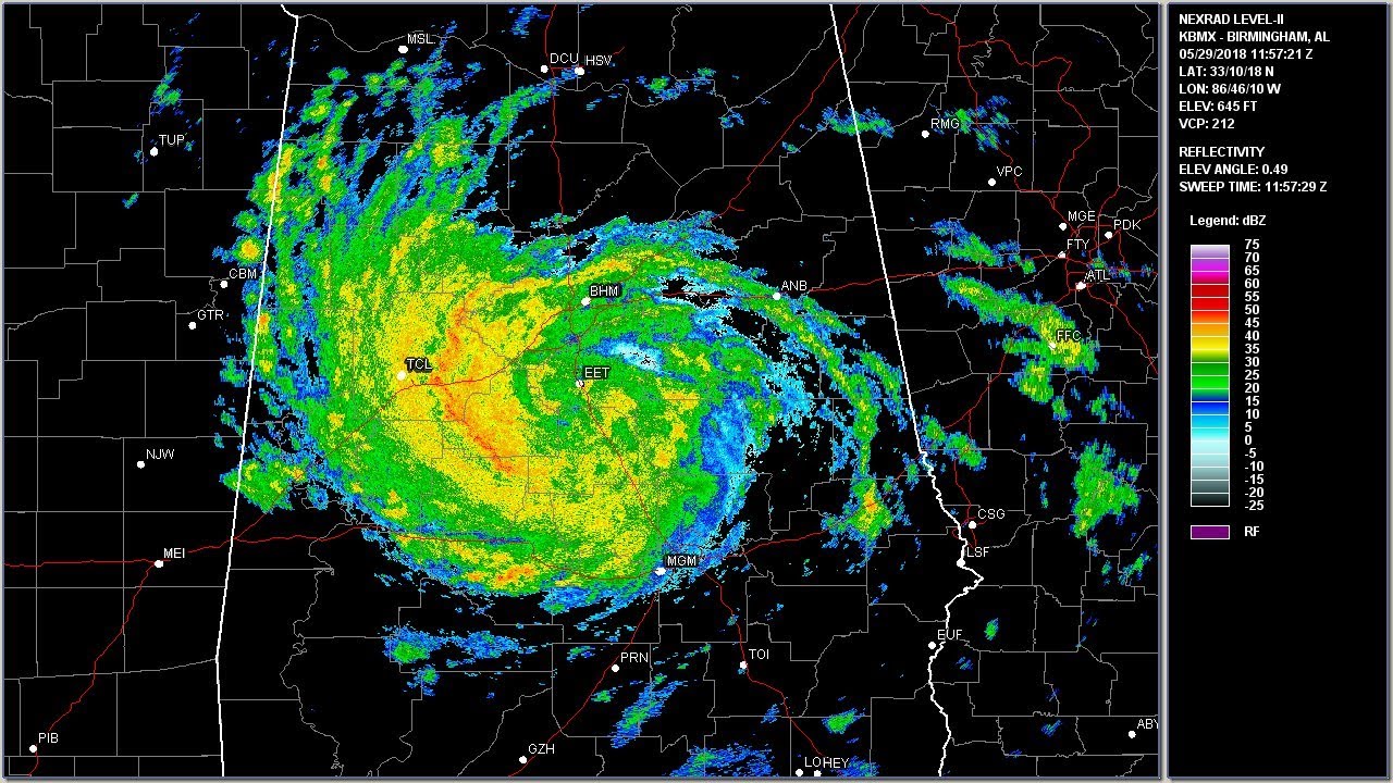 2018 Alberto - Birmingham, AL Radar Animation (HD 1280x720)