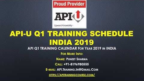 API U Q1 9th EditionTraining Schedule  Calendar India 2019