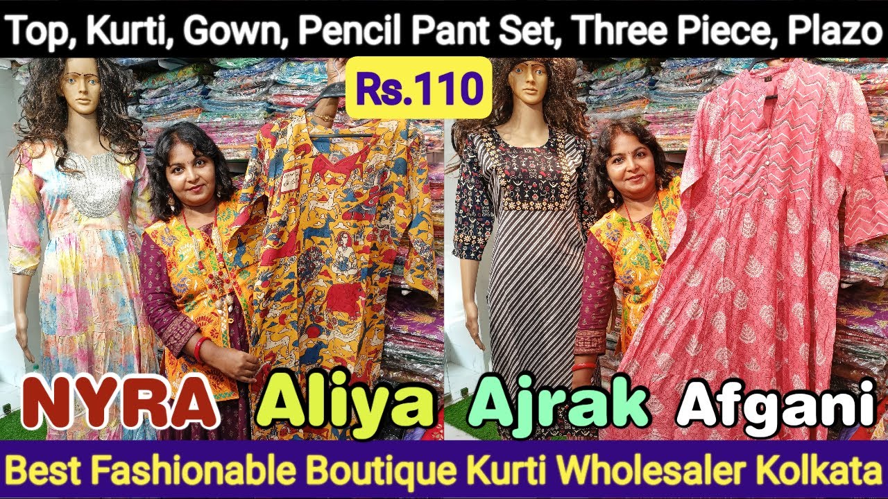 Ladies Top, Kurti, Pencil Pant Set, Kaftan, Three Piece, Gowns, Plazo  Wholesaler in Kolkata 
