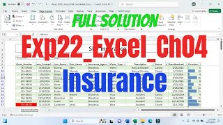Exp22_Excel_Ch04_Cumulative - Insurance Claims | EXP22 Excel Ch4 Insurance | @PearsonSolution