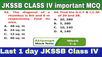 JKSSB CLASS IV #MATHS Practice Set Important MCQ By home Academy