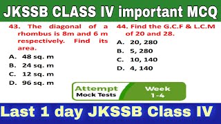 JKSSB CLASS IV MATHS Practice Set Important MCQ By home Academy