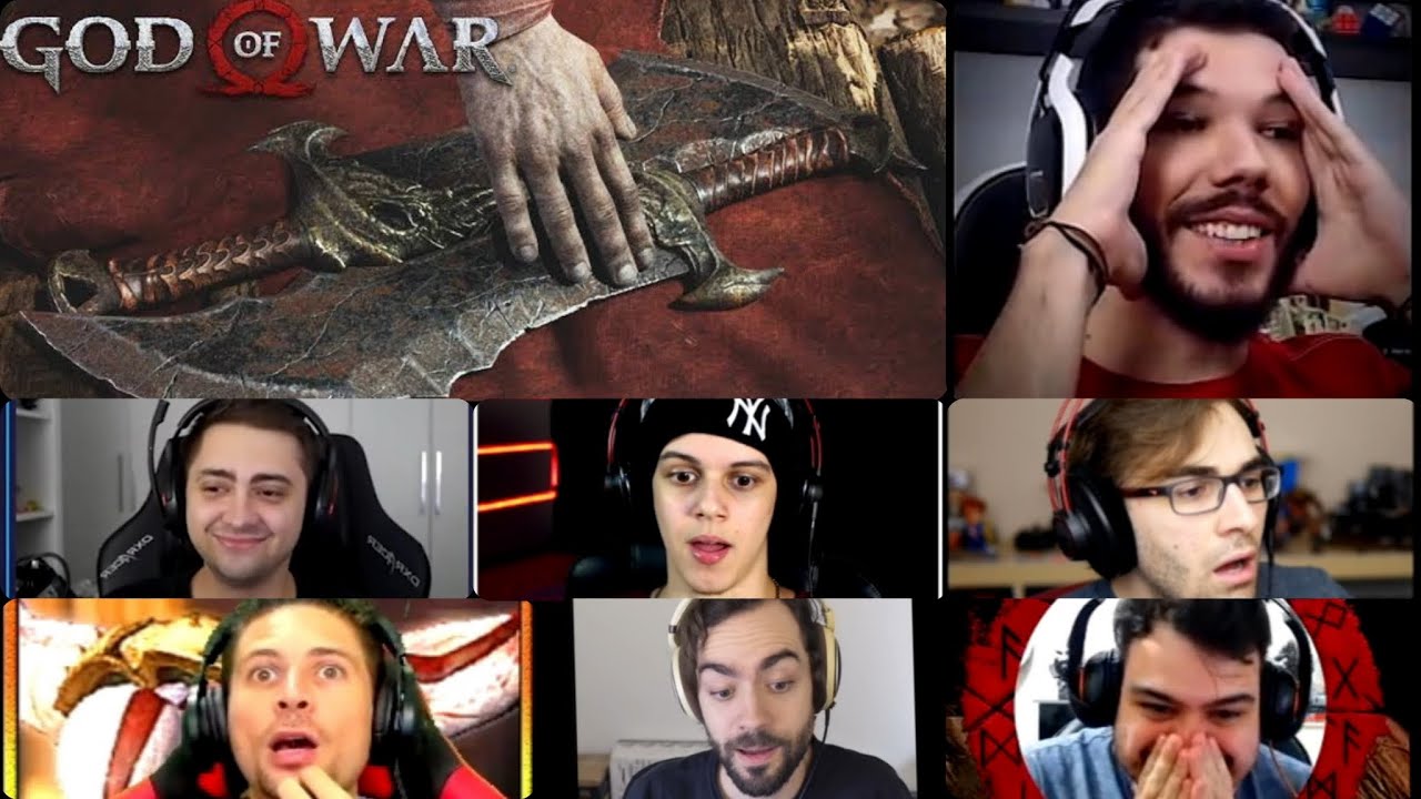 Youtubers reagindo às lâminas do caos e athena (god of war 2018)