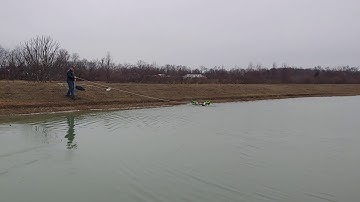 8th Grade Science Fair - Leaf Blower Hovercraft:  Test Flight Over Water