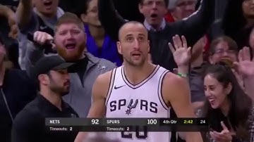 Manu Ginobili nasty put back dunk | Spurs vs Nets ( Dec 26 2017 )
