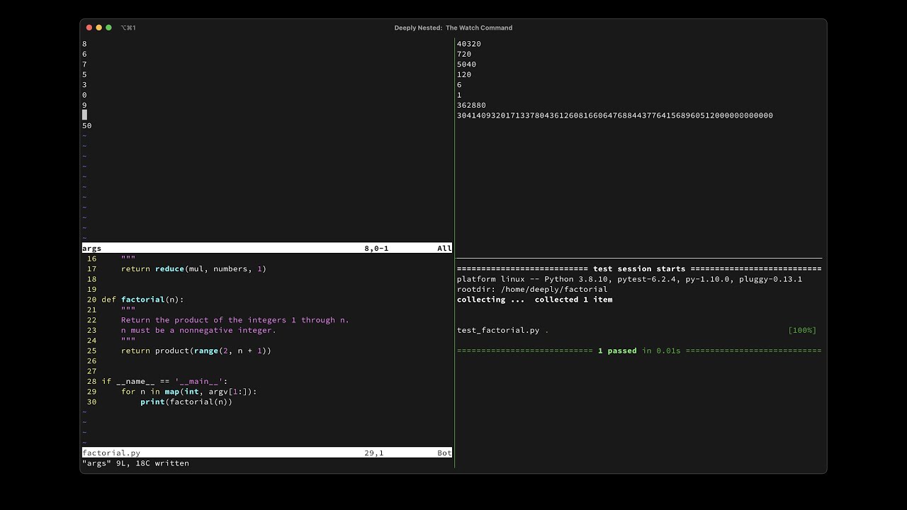 Deeply Nested:  The Watch Command
