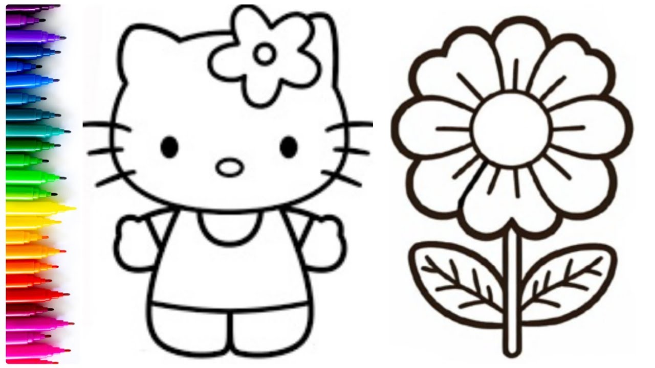 How to Draw Hello Kitty Flower Drawing, Painting & Coloring For Kids ...