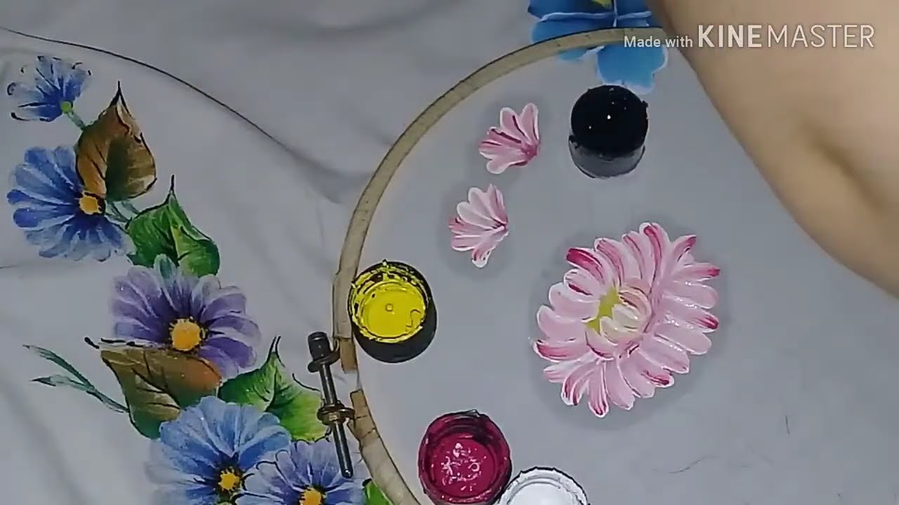 اجمل و اسهل وردة ممكن تطبقوها على الثوب  peinture sur tissu