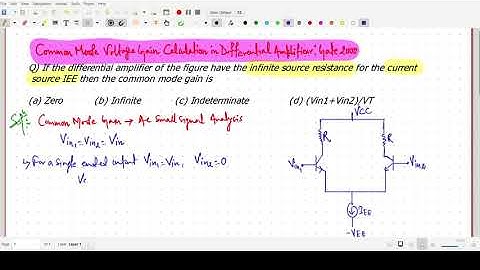 Common Mode Gain Calculation in Differential Amplifier: GATE 2000