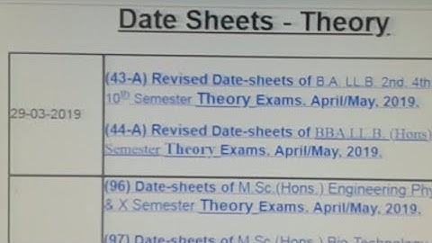 Kuk university Exam datesheet Declared On 29/ March /19