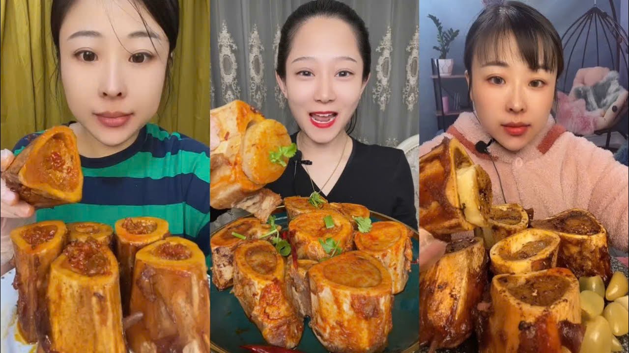 Asmr mukbang eating bone marrow - full 2 hours long - alice food 