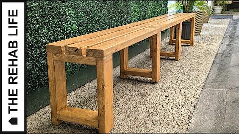 The $20 Big Long Bench -Easy DIY Project uses only Five 2x4s! (Great for dining tables, events, etc)