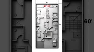 30×60 house design, 3-BHK House Plan With car parking, floorplan