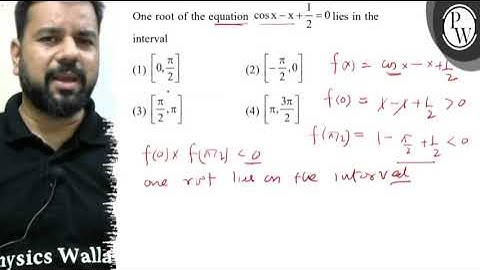 One root of the equation \( \cos x-x+\frac{1}{2}=0 \) lies in the i...