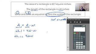Algebra Study Hall:  area of a rectangle working backwards