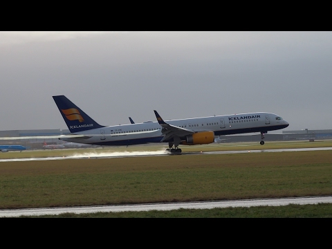 Icelandair B757 TF-FIX Vortex landing at Schiphol.Int