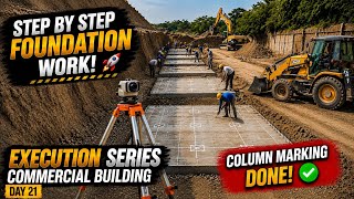 column marking in site | building foundation construction process | day 21