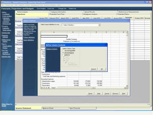 Importing from Excel into PlanGuru demo