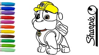How to draw Rubble from PAW Patrol easy for your baby. Coloring with markers.