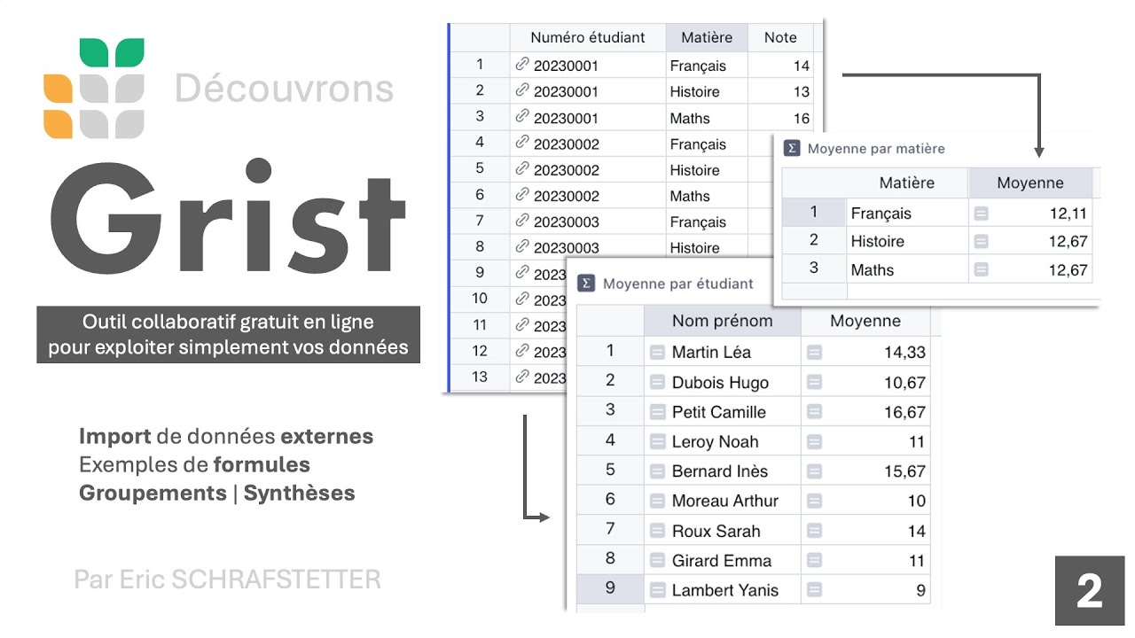2 - Passer d'Excel à Grist : import, formules et tableaux de synthèse