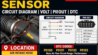Mass Air Flow (MAF) Sensor Location, Circuit Diagram, Voltage Pinout & DTC Code Check | P0100