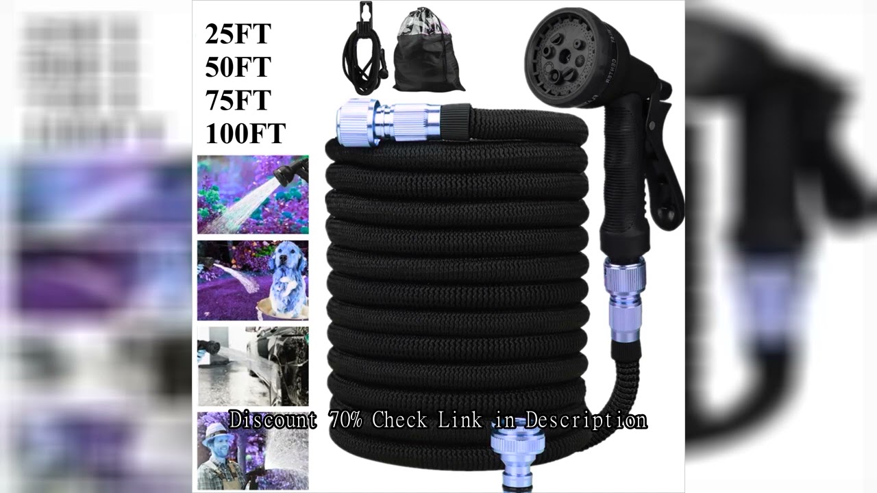 25/50/75/100ft Portable Garden Hose Water Gun For Cleaning Car Wash Machine Watering Sprinkler Durab