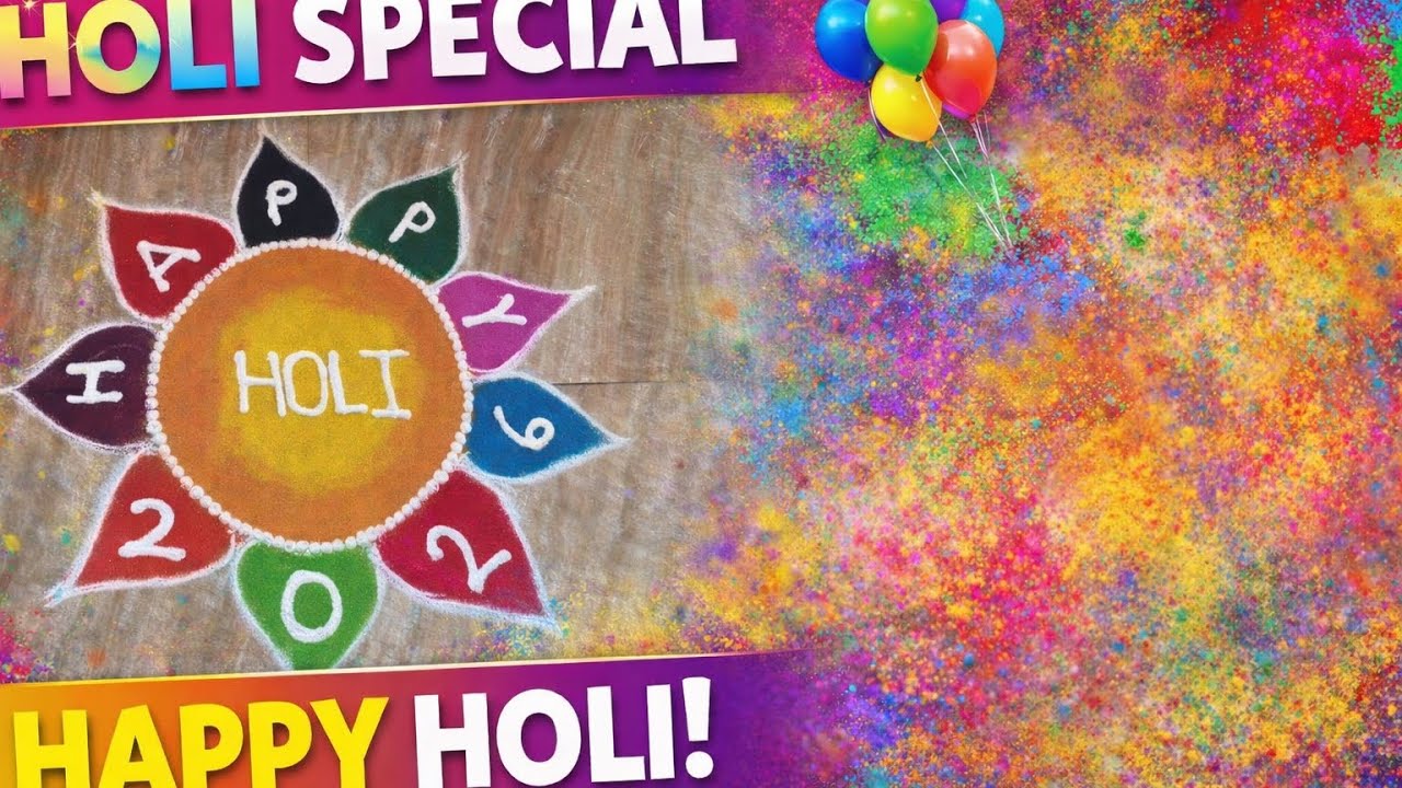 “Holi 2026 Special 🌸 | Bright Color Rangoli for Festival”