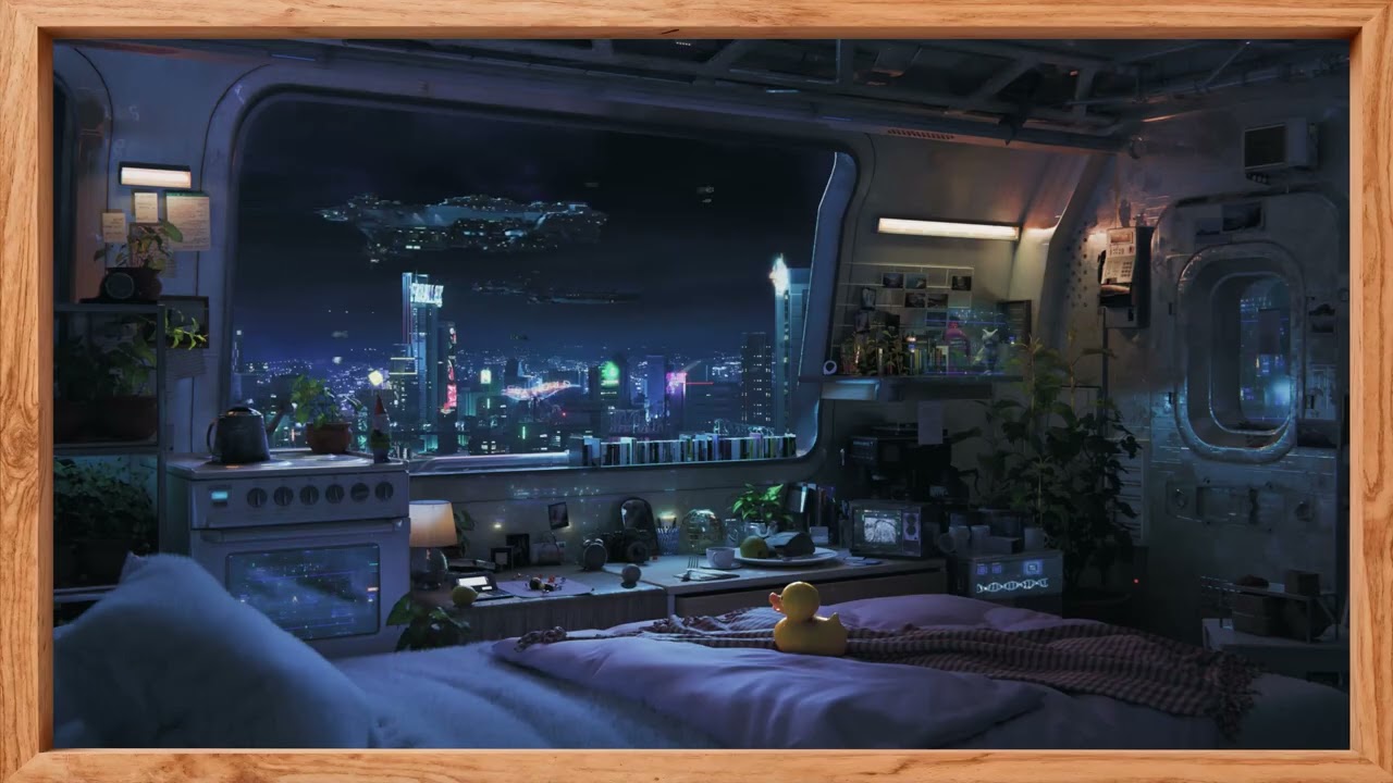 TV Display 4K (bedroom dystopian cyberpunk city)