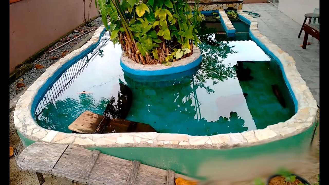 Reforma do lago ornamental de alvenaria - Carpa, Koi, Kínguio, Cascudo, Jundiá - Joinville - SC