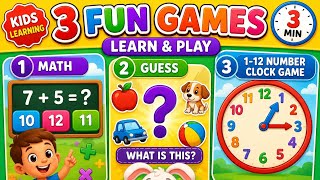 🎮 3 Fun Learning Games for Kids | Math, Guess & Clock Game screenshot 1