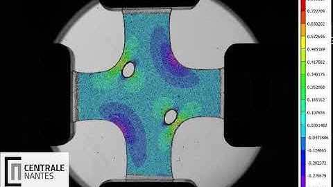 13. Biaxial test on a multi-perforated membrane: Lagrangian strain fields (xy-component)